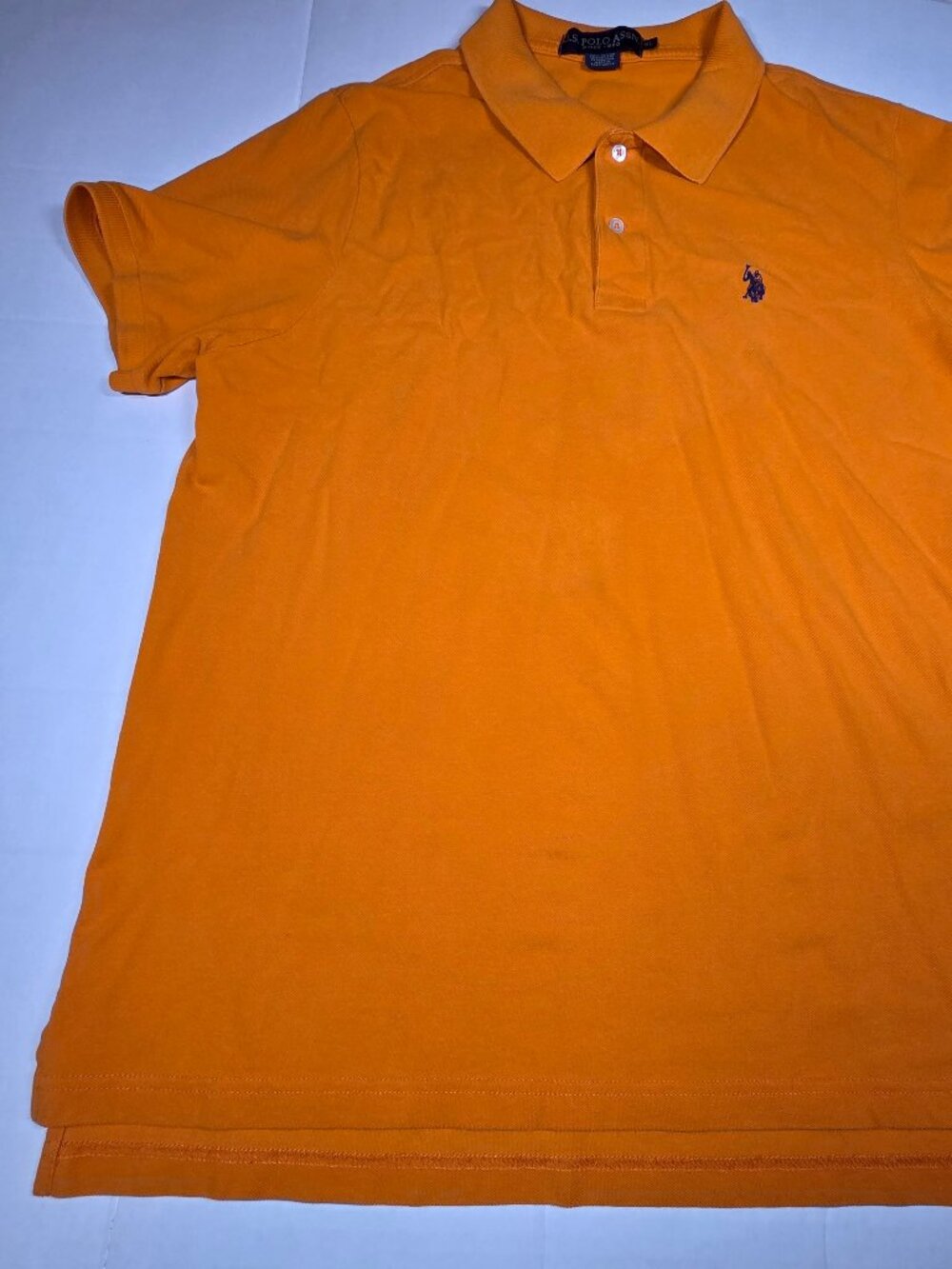 U.S. Polo Assn. Polo Shirt Mens XL Orange Solid Cotton Knit Embroidered Logo